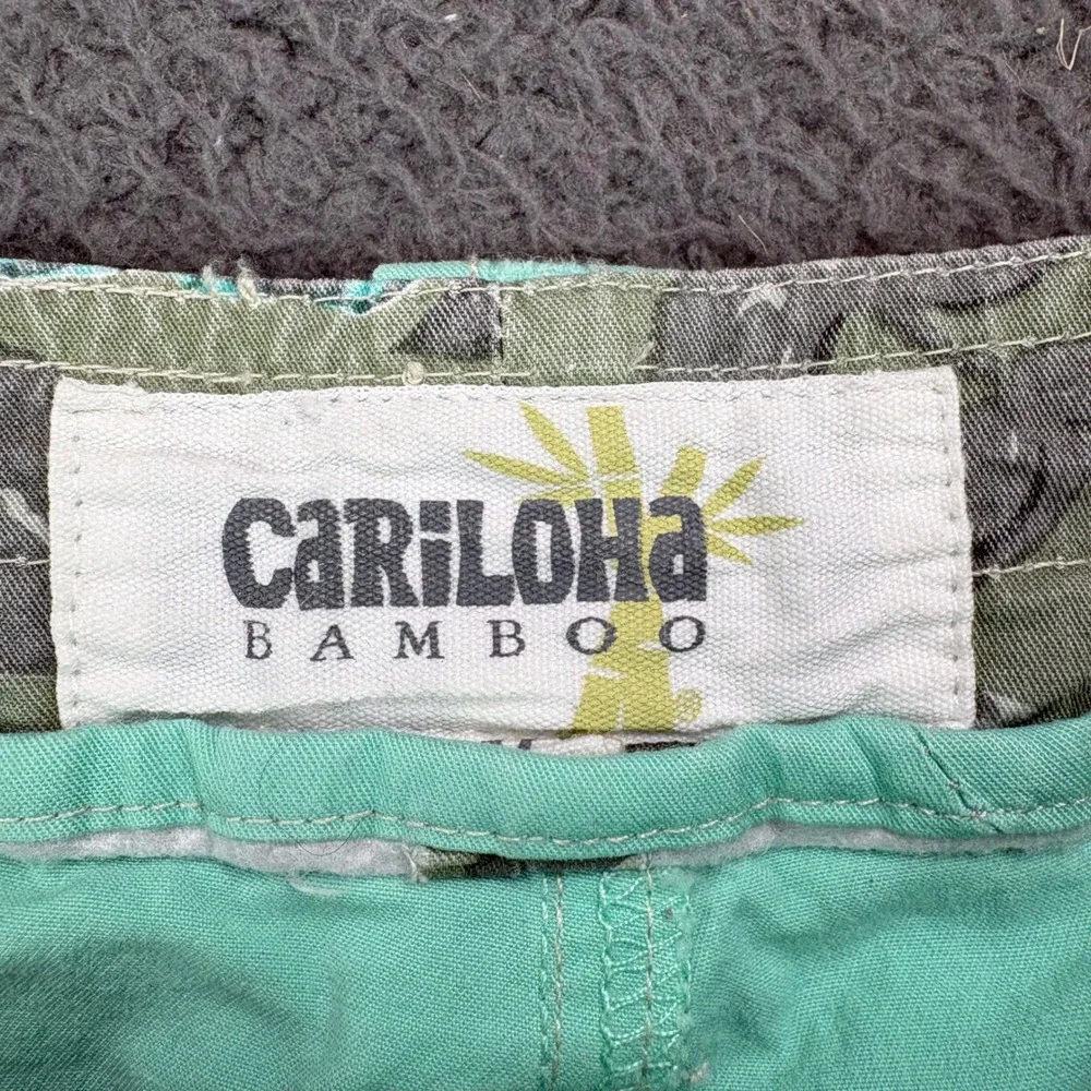 Cariloha Bamboo Mens Mint Green Cargo Shorts Size 32‎ Tropical Waistband Trim
